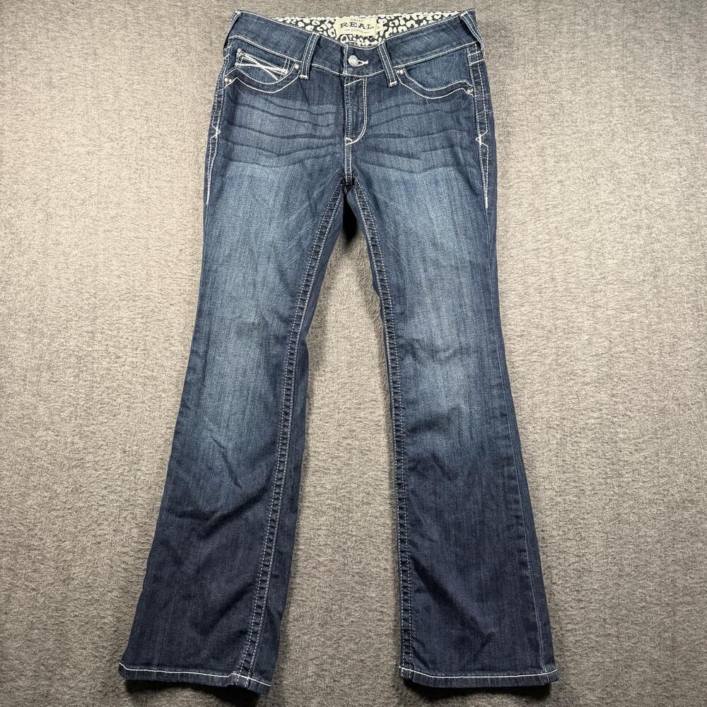 Ariat REAL Denim Jeans Womens 30S Dark Wash Bootcut Low Rise Western Whipstitch